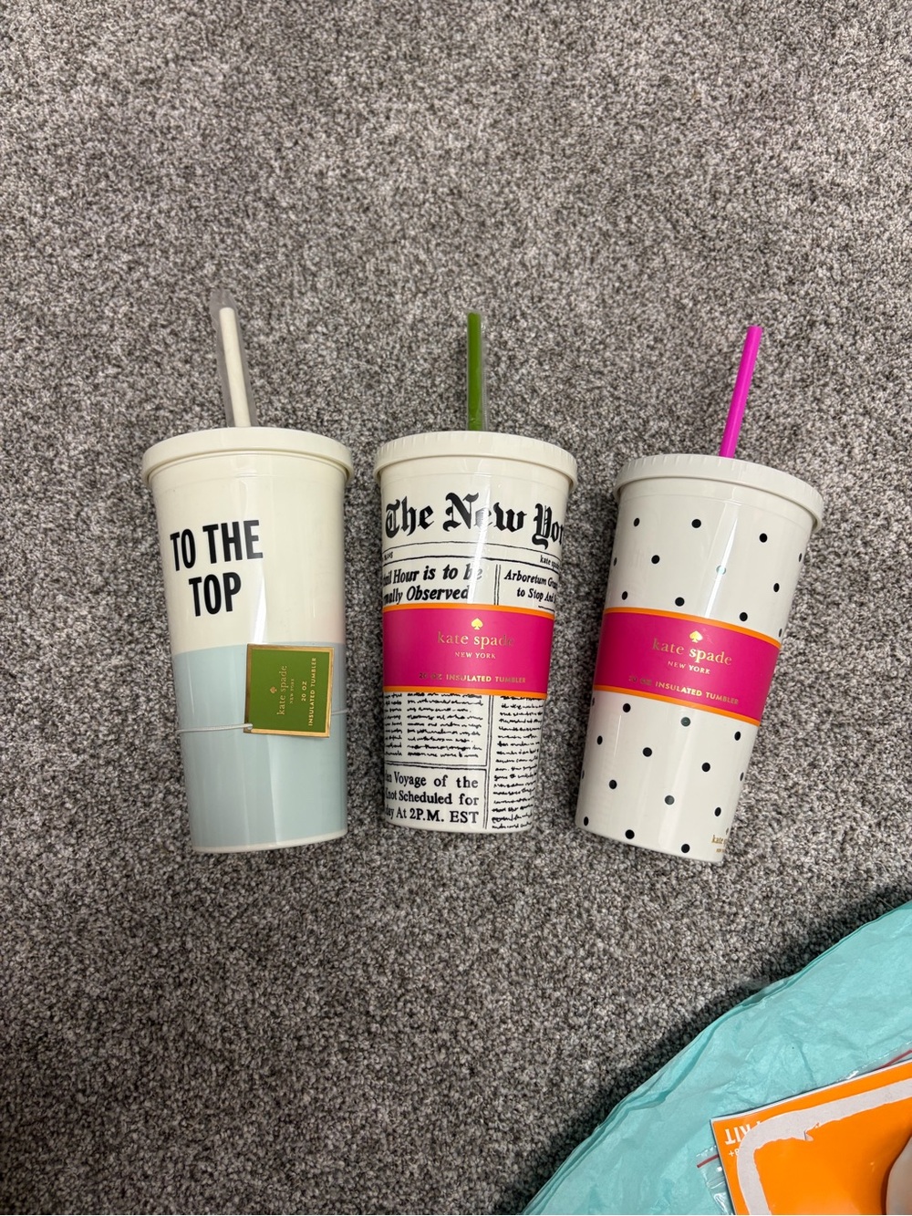 kate spade Neutral & Pink Patterned Reusable Tumblers (Set of 3)